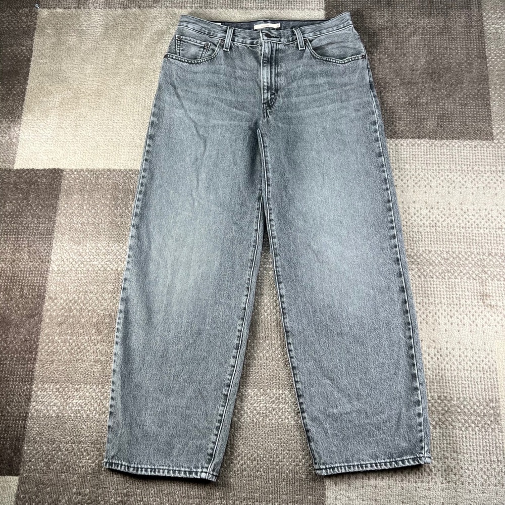 Levis Premium Baggy Barrel‎ Dad Jeans Grey Wash Wide Leg 29X30 Whiskering